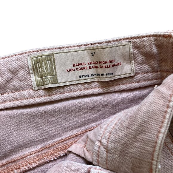 Gap Barrel Khaki High Rise Canvas Pants Rose Dawn Pink Pink Women's 2P - Picture 3 of 7